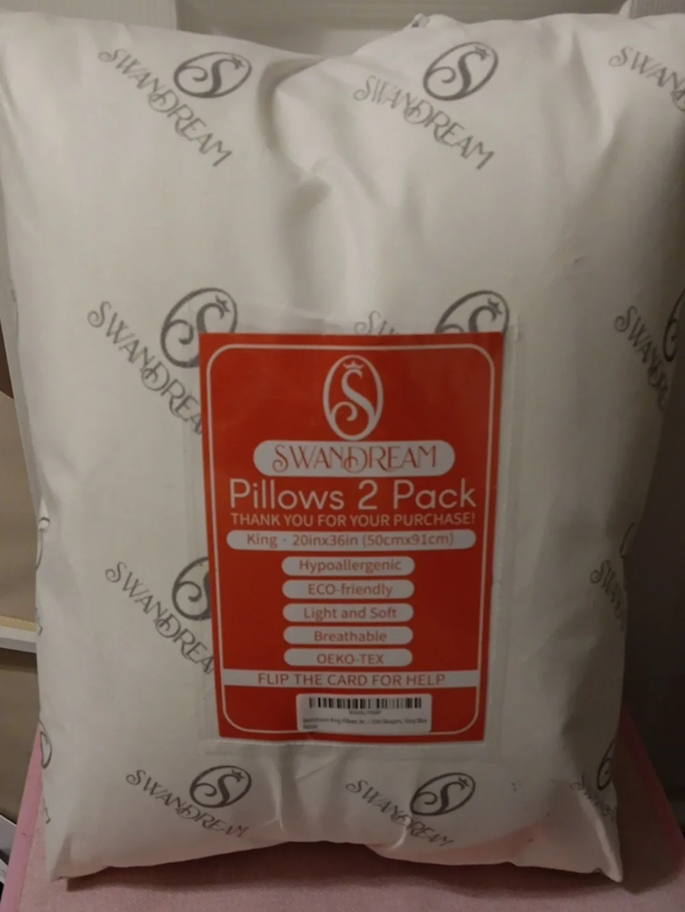 ANDREA FENZI White Pillow Pair with Orange Label